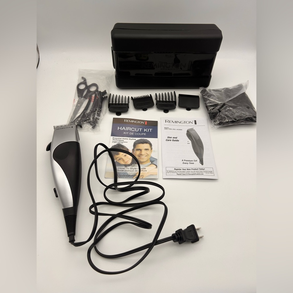 Remington HC80 Hair Clippers With Case And Accessories. Tested & Works Guc